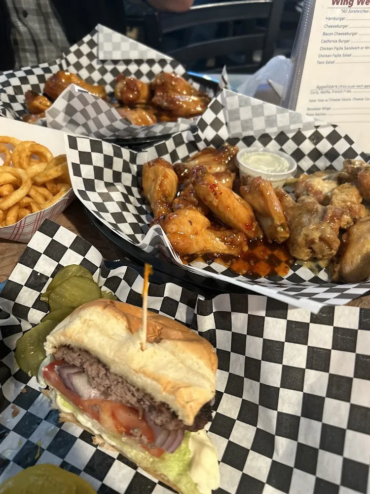 Wings and a California Burger and Fries